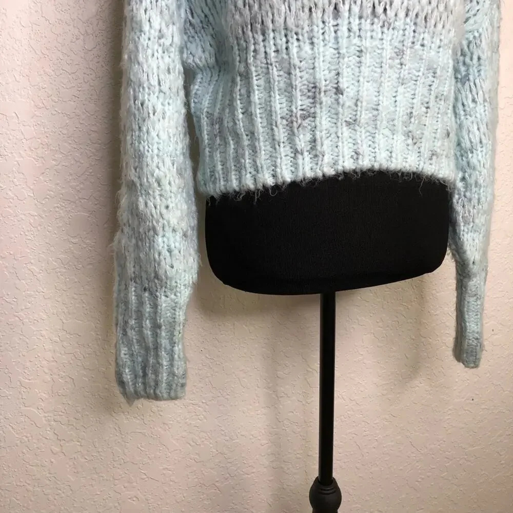 Urban Outfitters light blue semi open knit mock turtleneck sweater size Medium